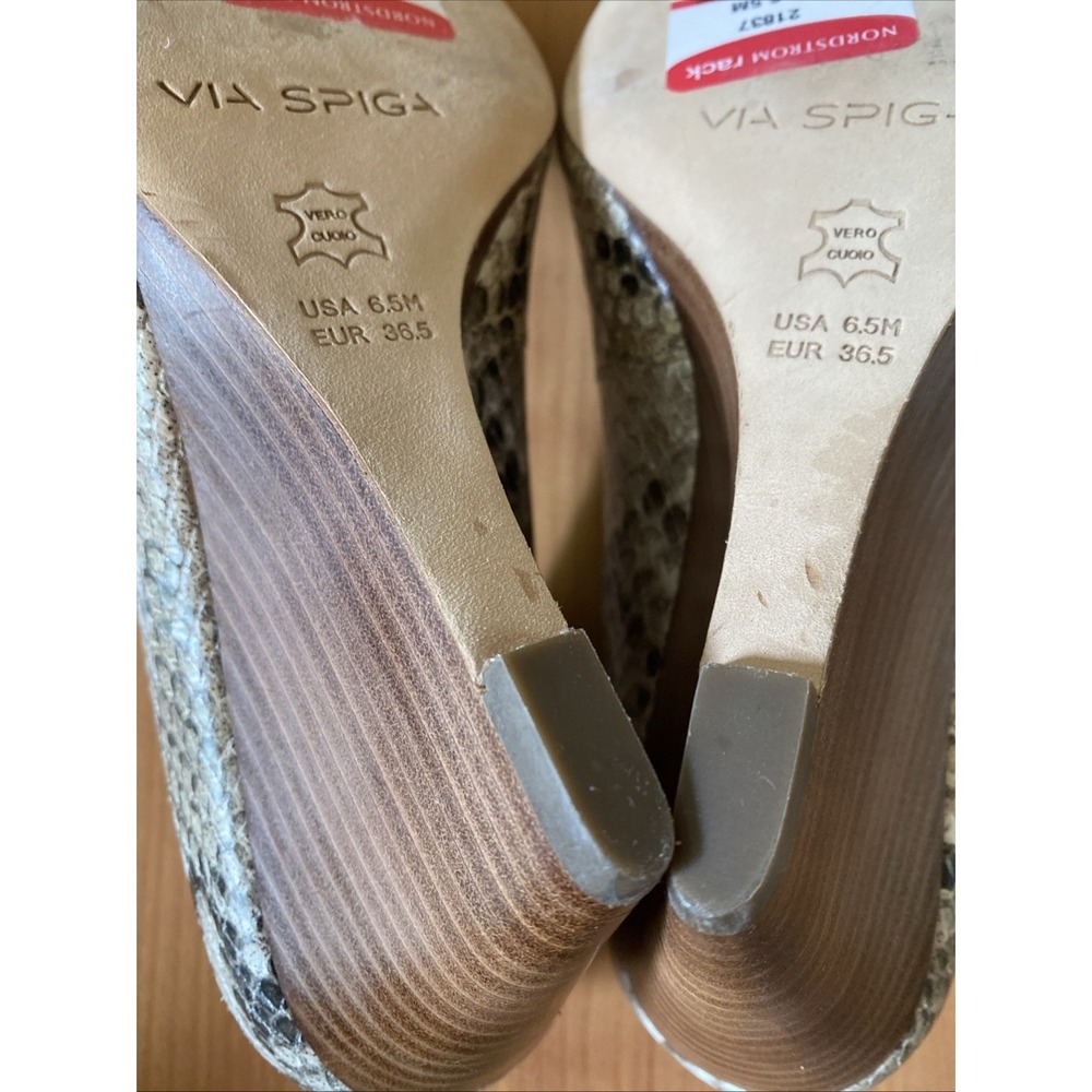 Via Spiga Womens Pump Size 6.5 Leather Wedge Heel Snakeskin Dress Shoes - Picture 9 of 11